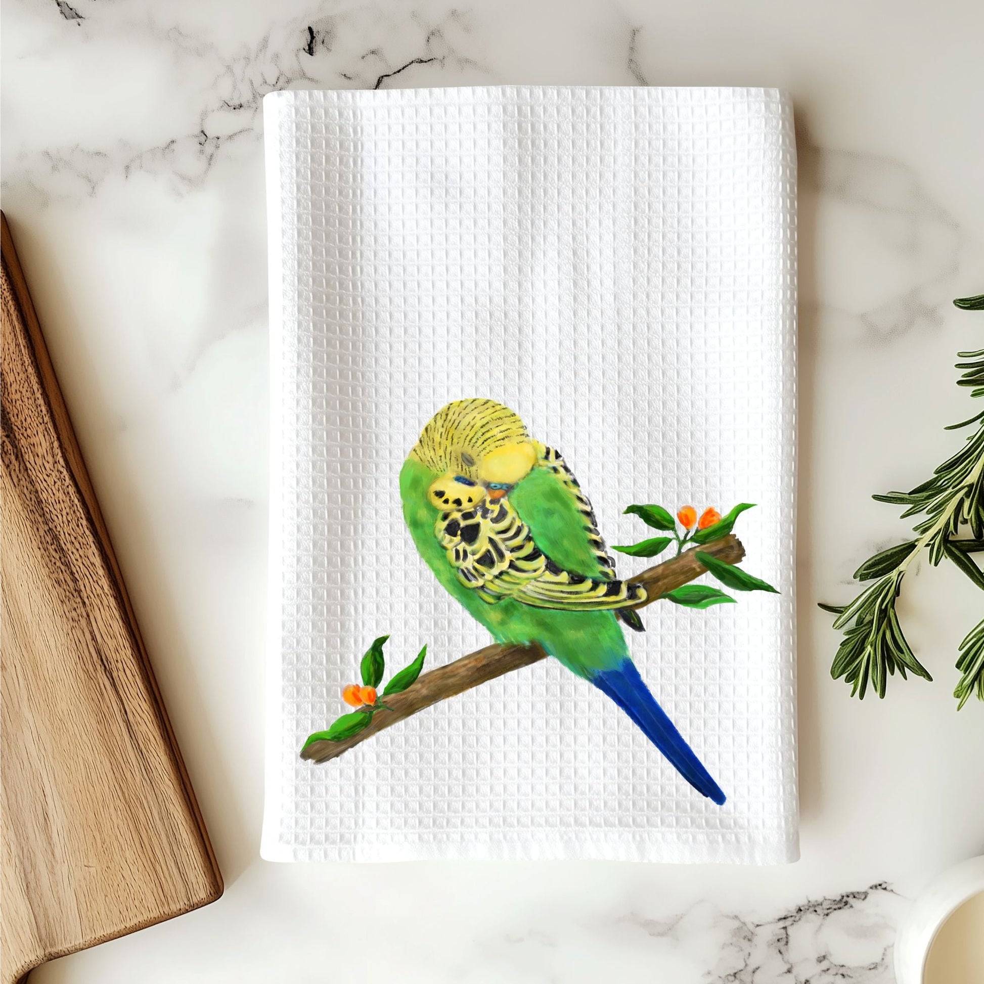 Budgerigar Kitchen Towel - MerikaArt