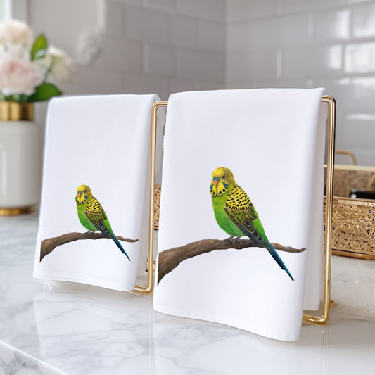 Budgie Bathroom Towel - MerikaArt