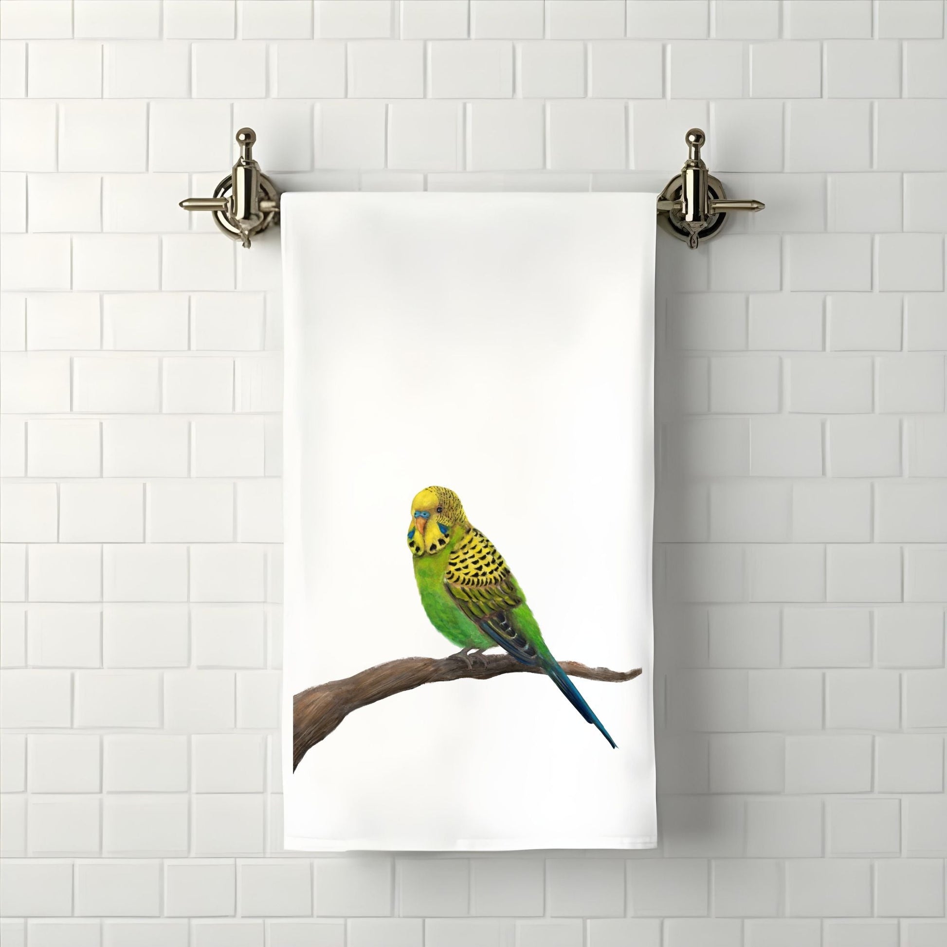 Budgie Bathroom Towel - MerikaArt