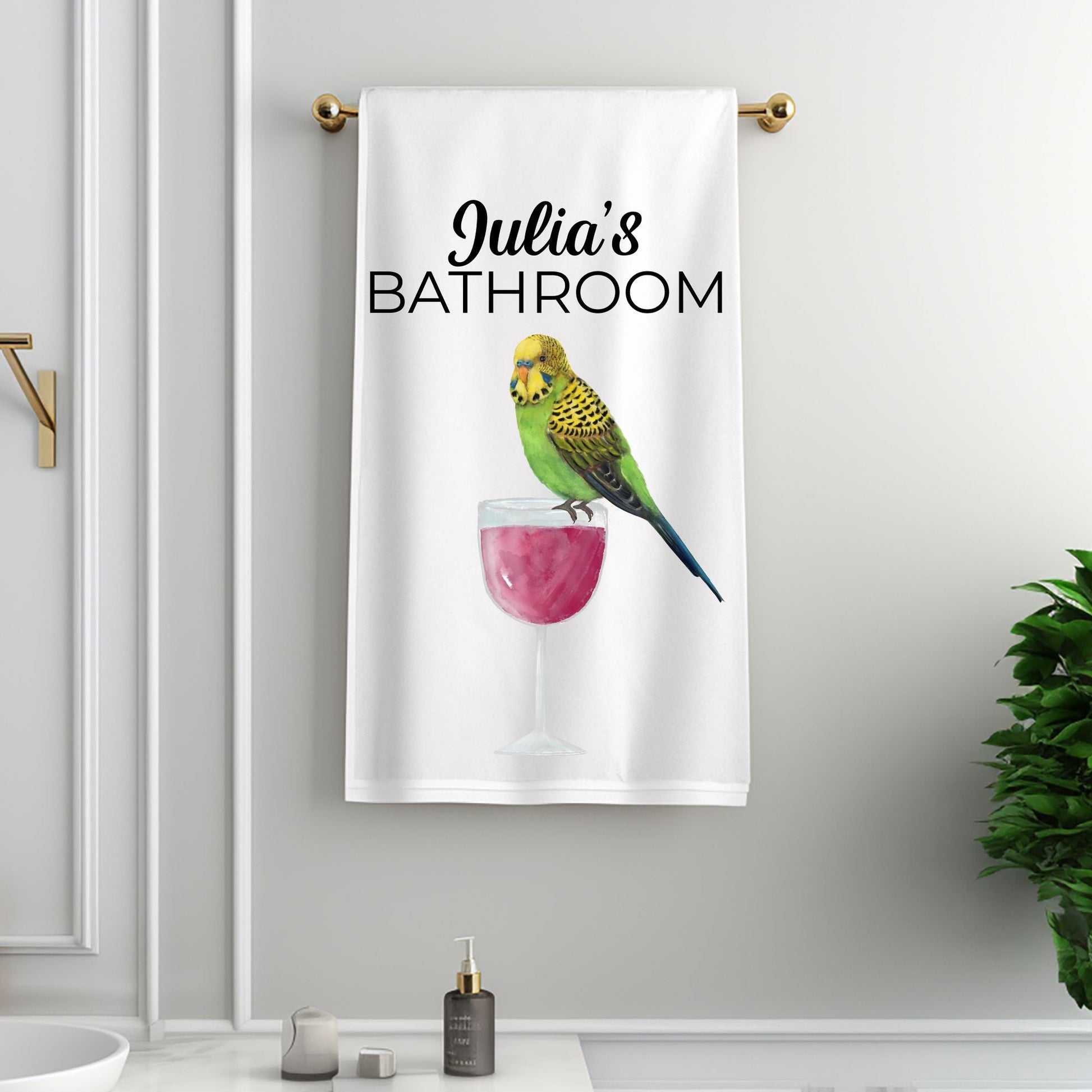 Budgie Bathroom Towel - MerikaArt