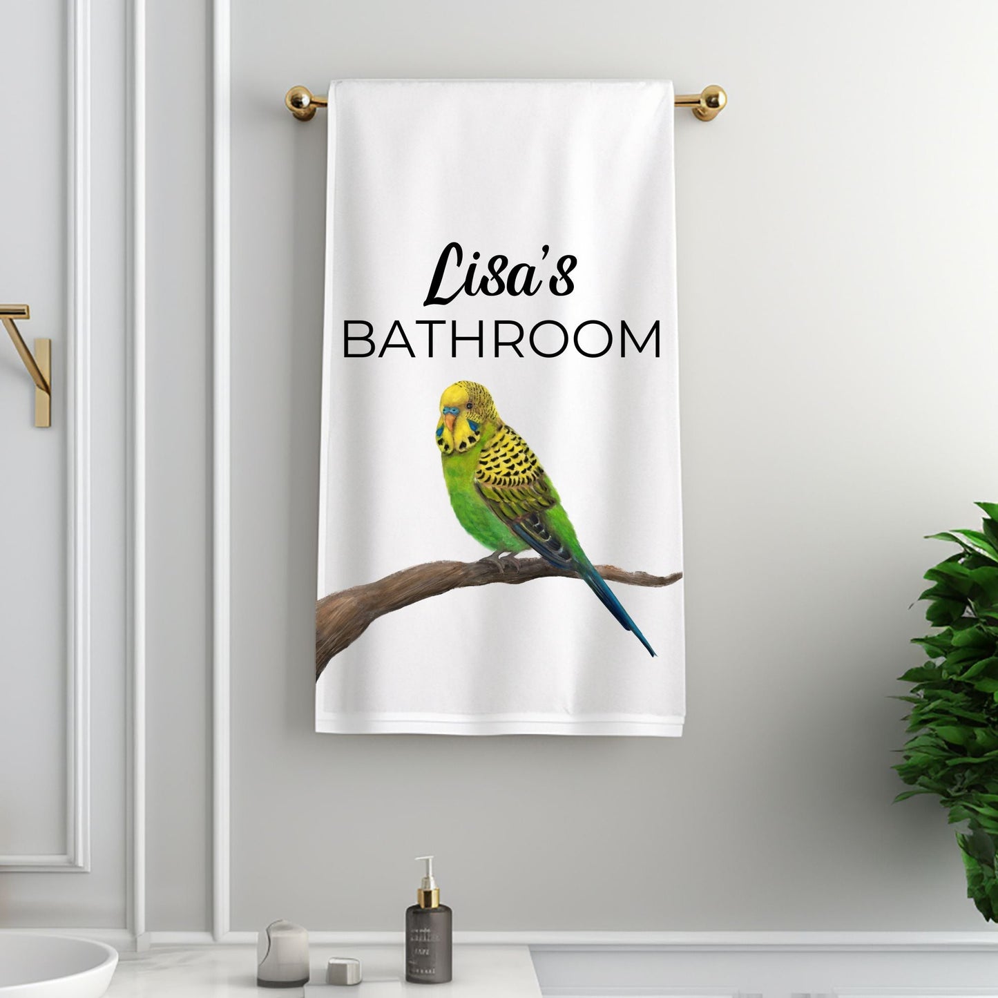 Budgie Bathroom Towel - MerikaArt