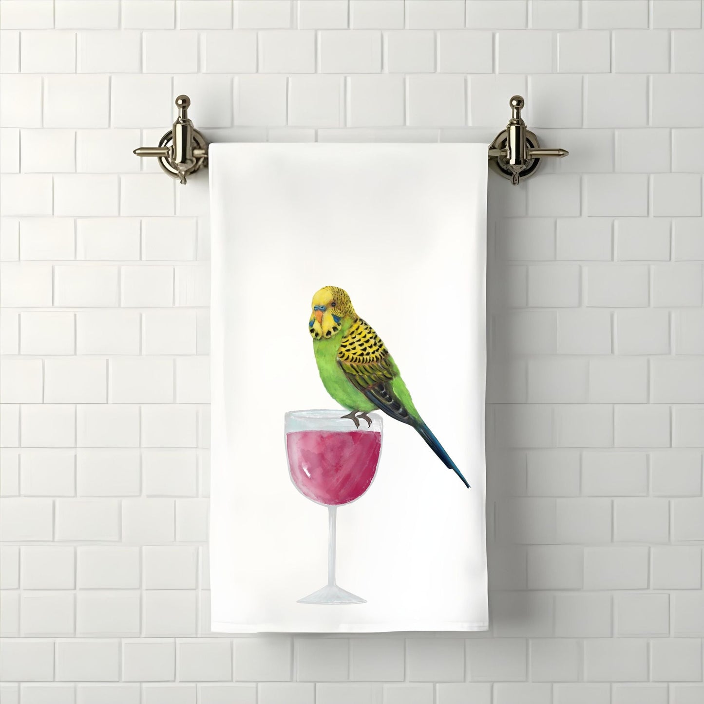 Budgie Bathroom Towel - MerikaArt