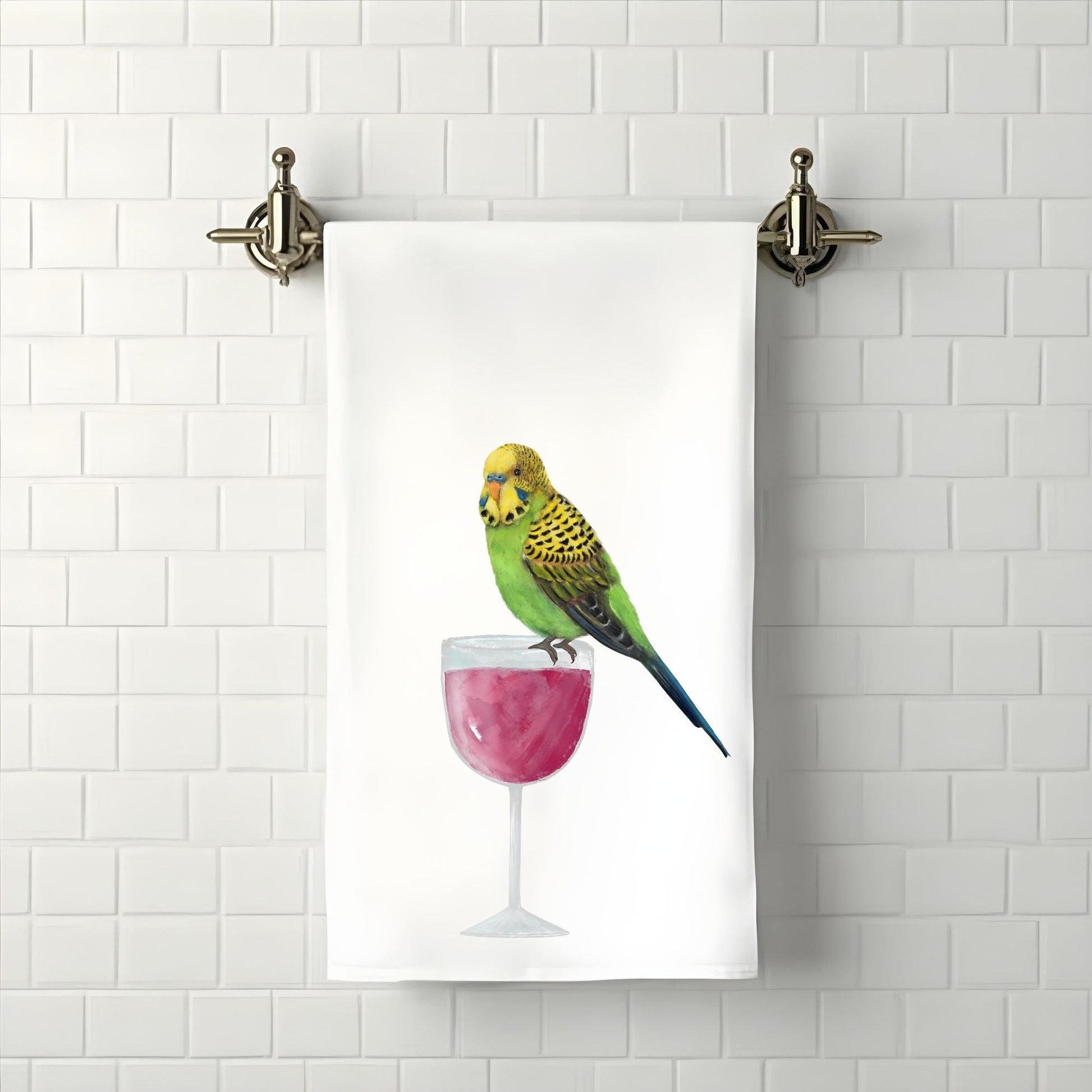 Budgie Bathroom Towel - MerikaArt