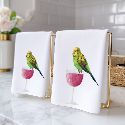 Budgie Bathroom Towel - MerikaArt