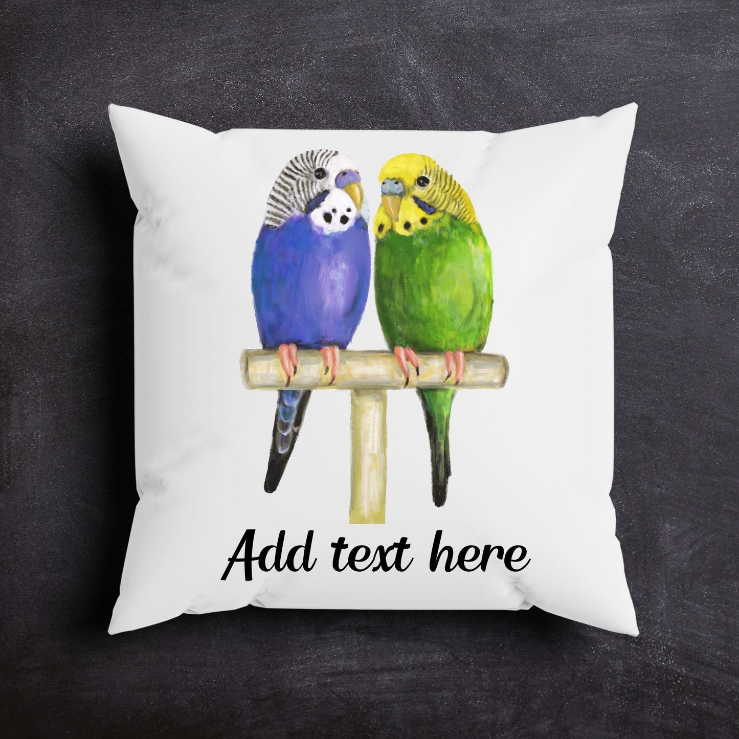 Budgie Couple Pillow - MerikaArt