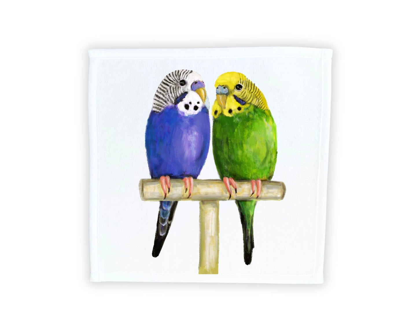 Budgie Pair Washcloth - MerikaArt