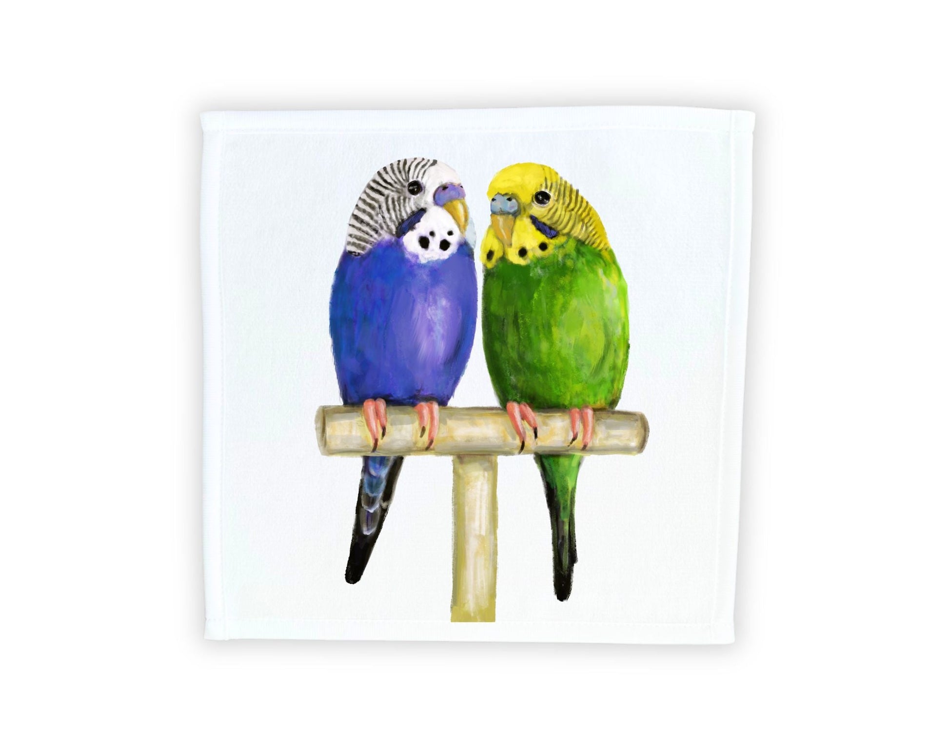 Budgie Pair Washcloth - MerikaArt