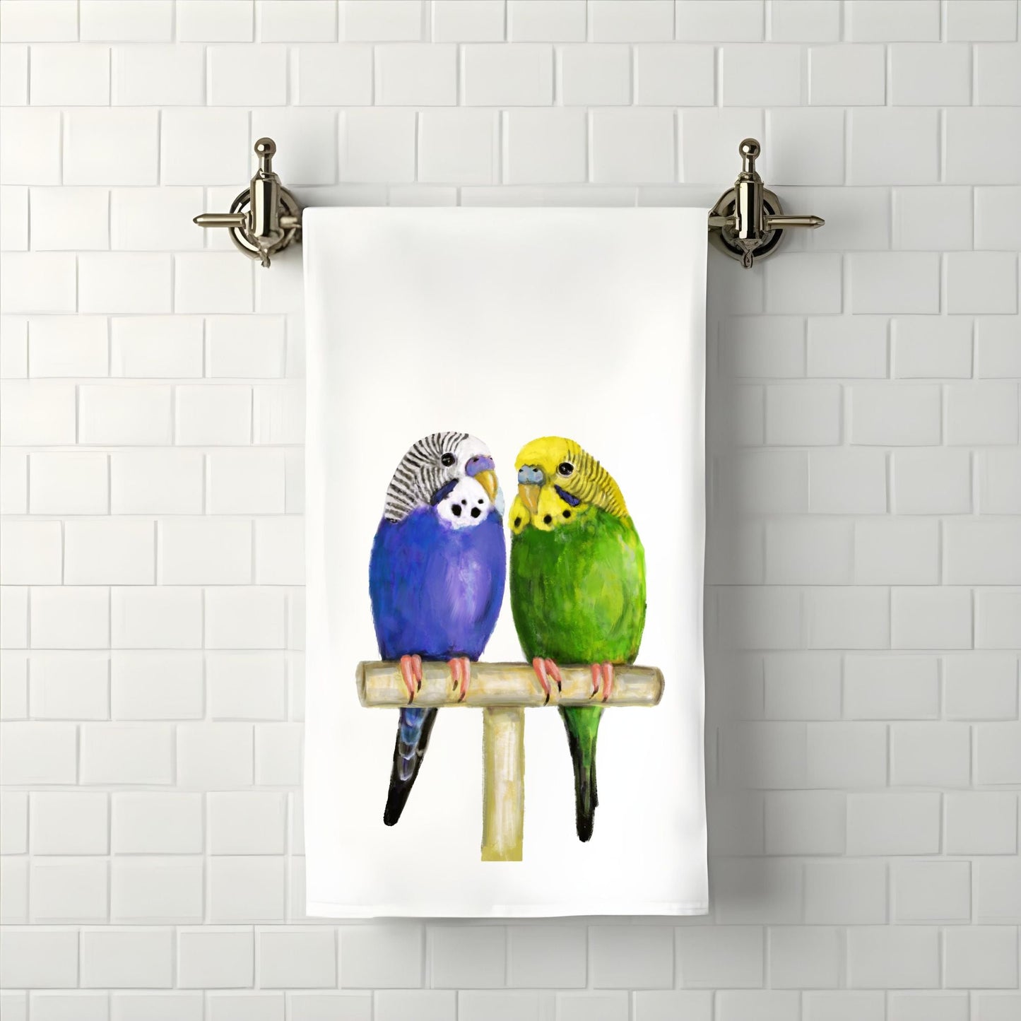 Budgie Parakeet Bathroom Towel - MerikaArt