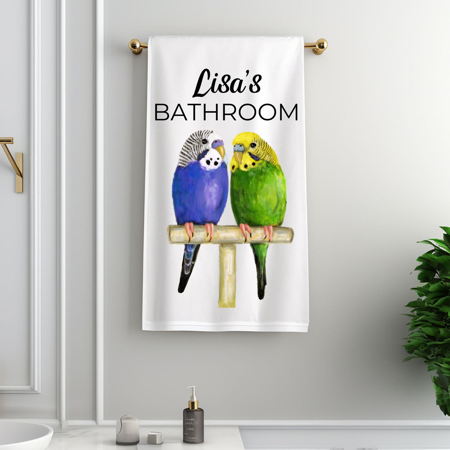 Budgie Parakeet Bathroom Towel - MerikaArt