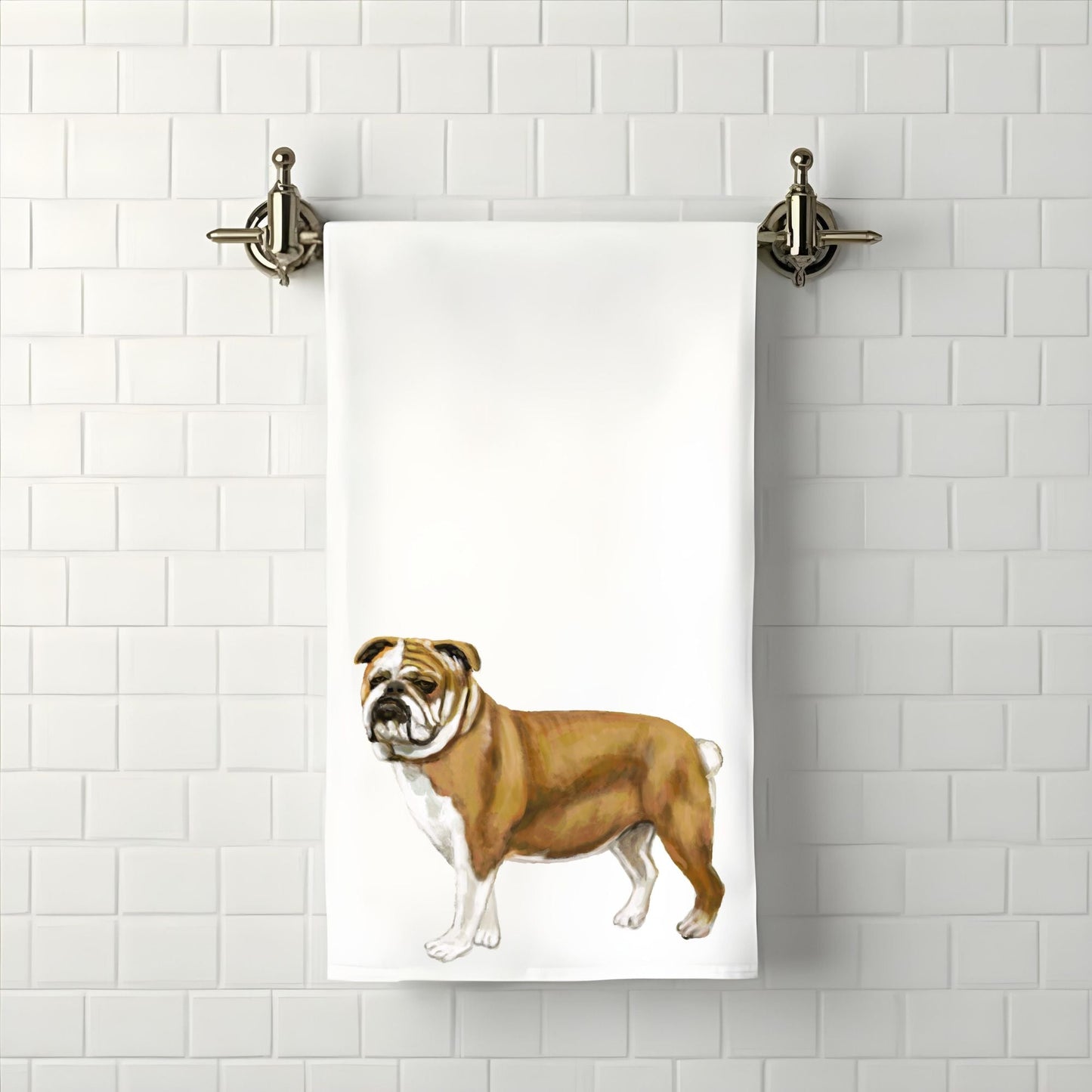 Bulldog Bathroom Towel - MerikaArt