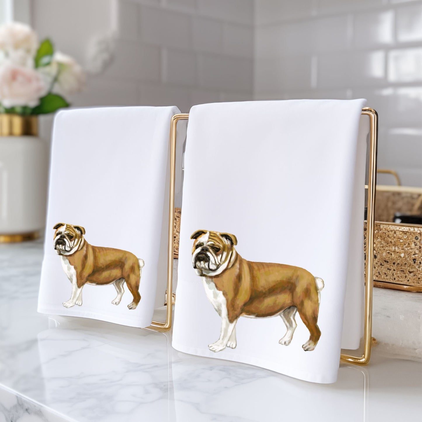 Bulldog Bathroom Towel - MerikaArt