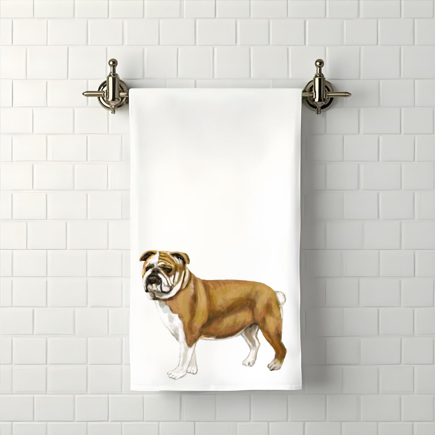 Bulldog Bathroom Towel - MerikaArt