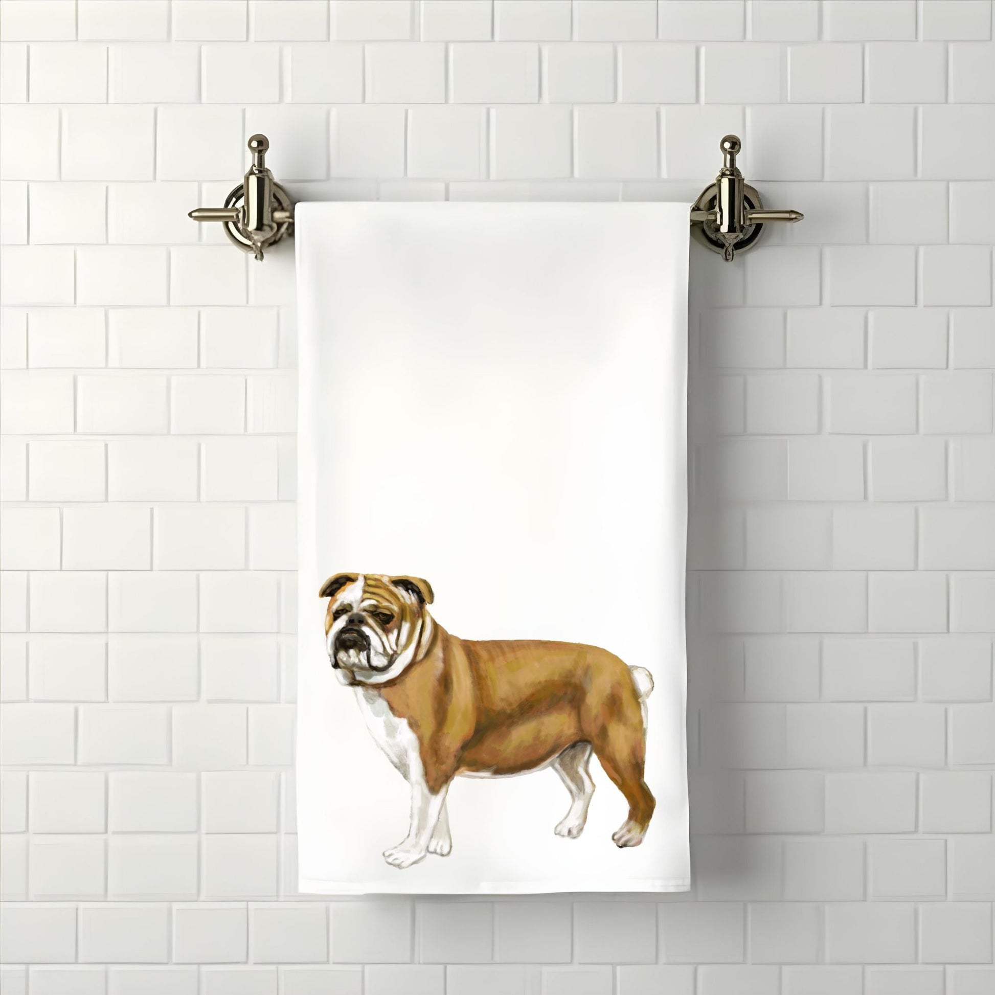 Bulldog Bathroom Towel - MerikaArt