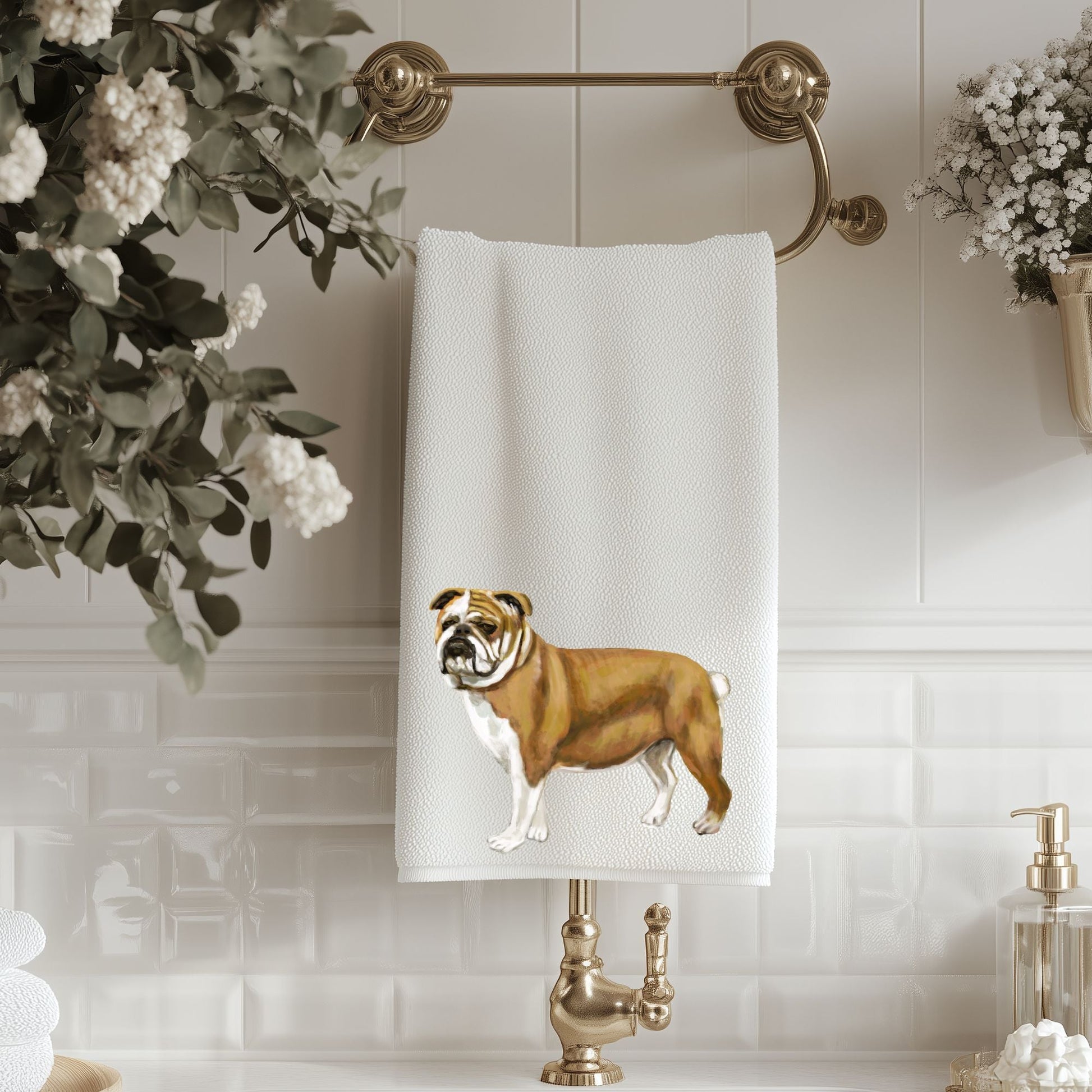 Bulldog Bathroom Towel - MerikaArt