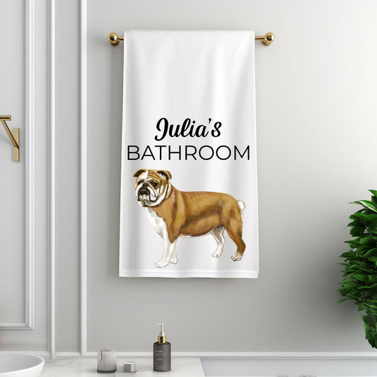 Bulldog Bathroom Towel - MerikaArt