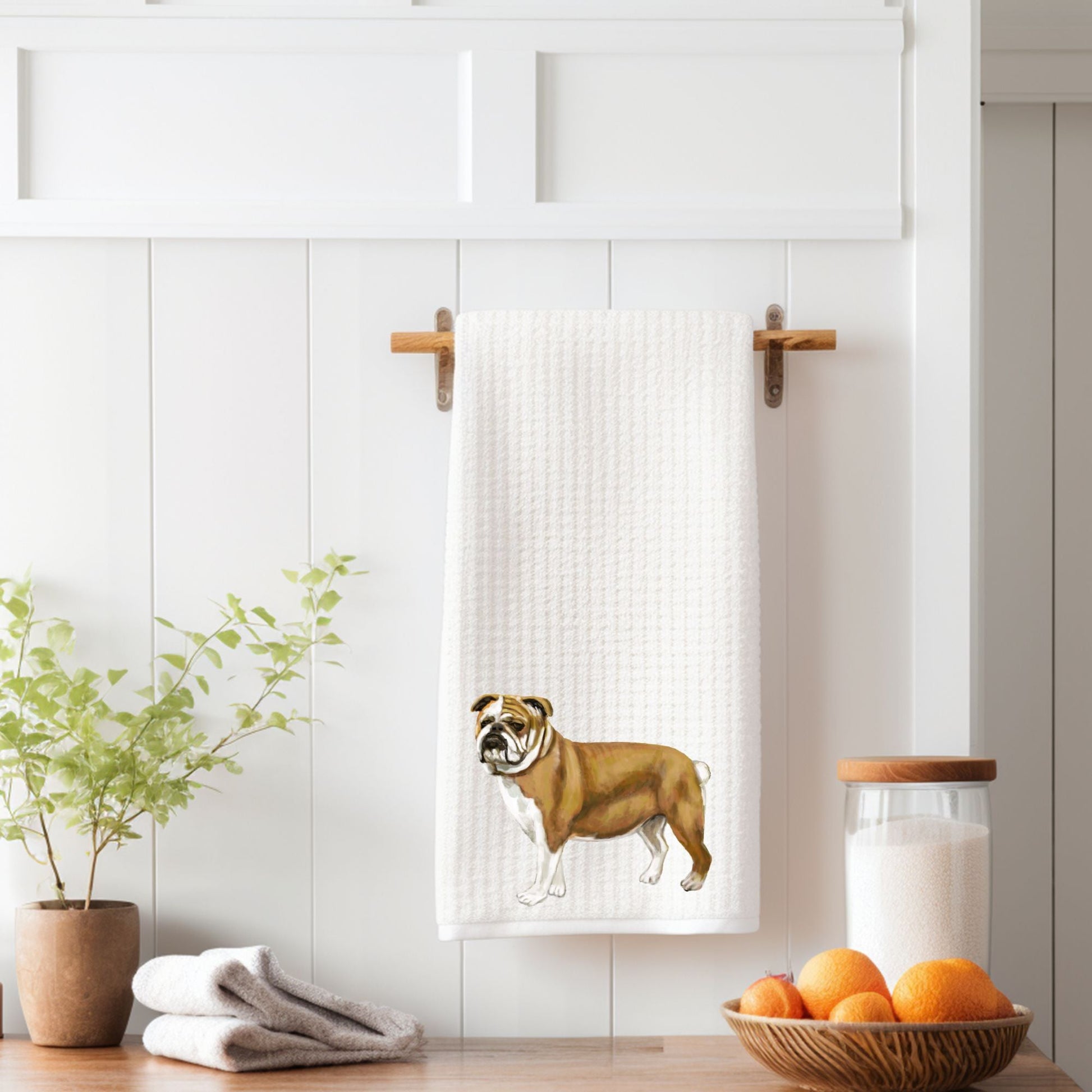 Bulldog Kitchen Towel - MerikaArt