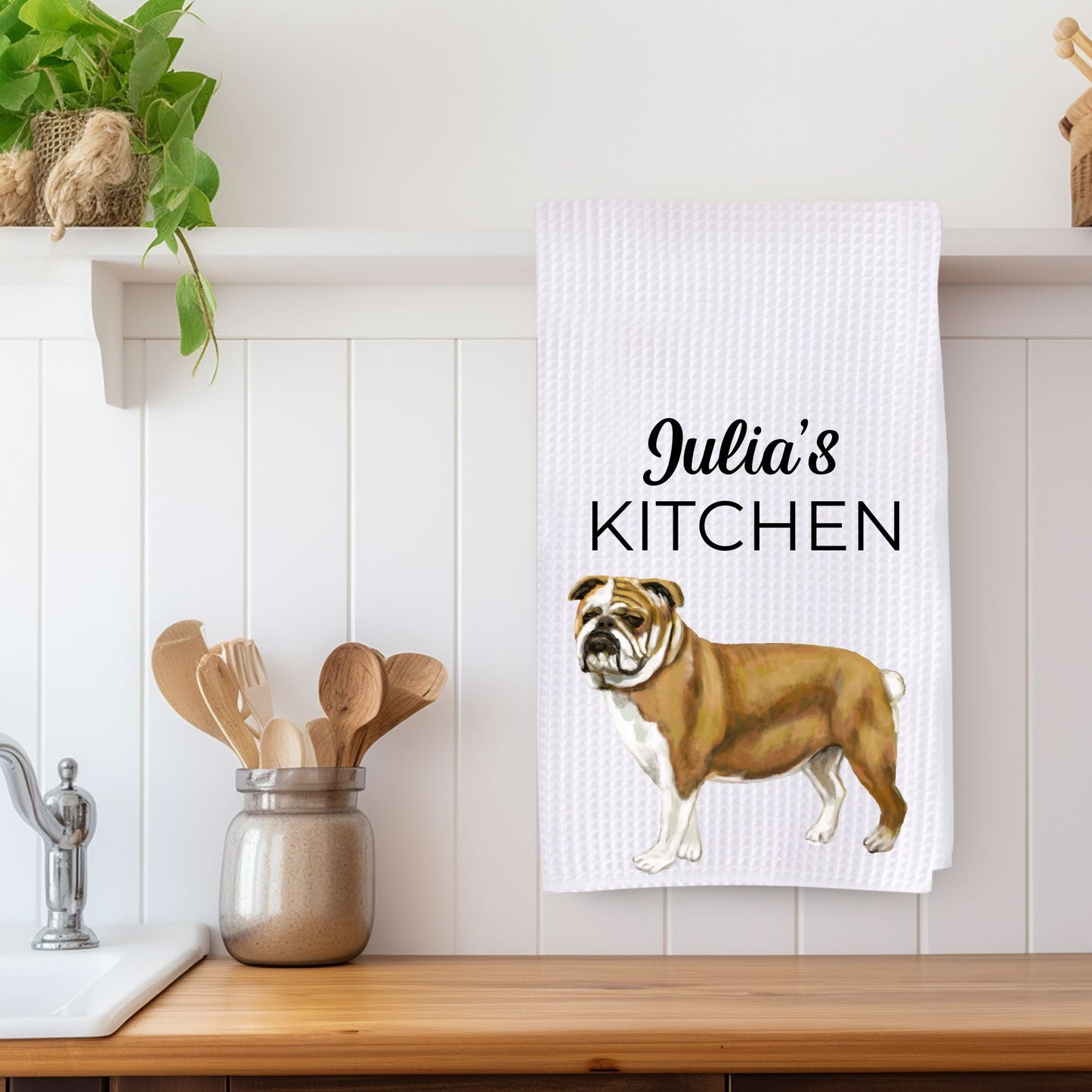Bulldog Kitchen Towel - MerikaArt