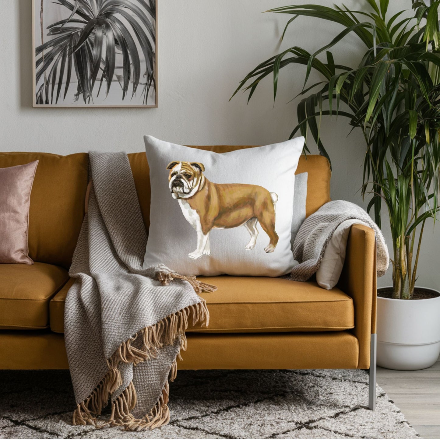 Bulldog Pillow - MerikaArt