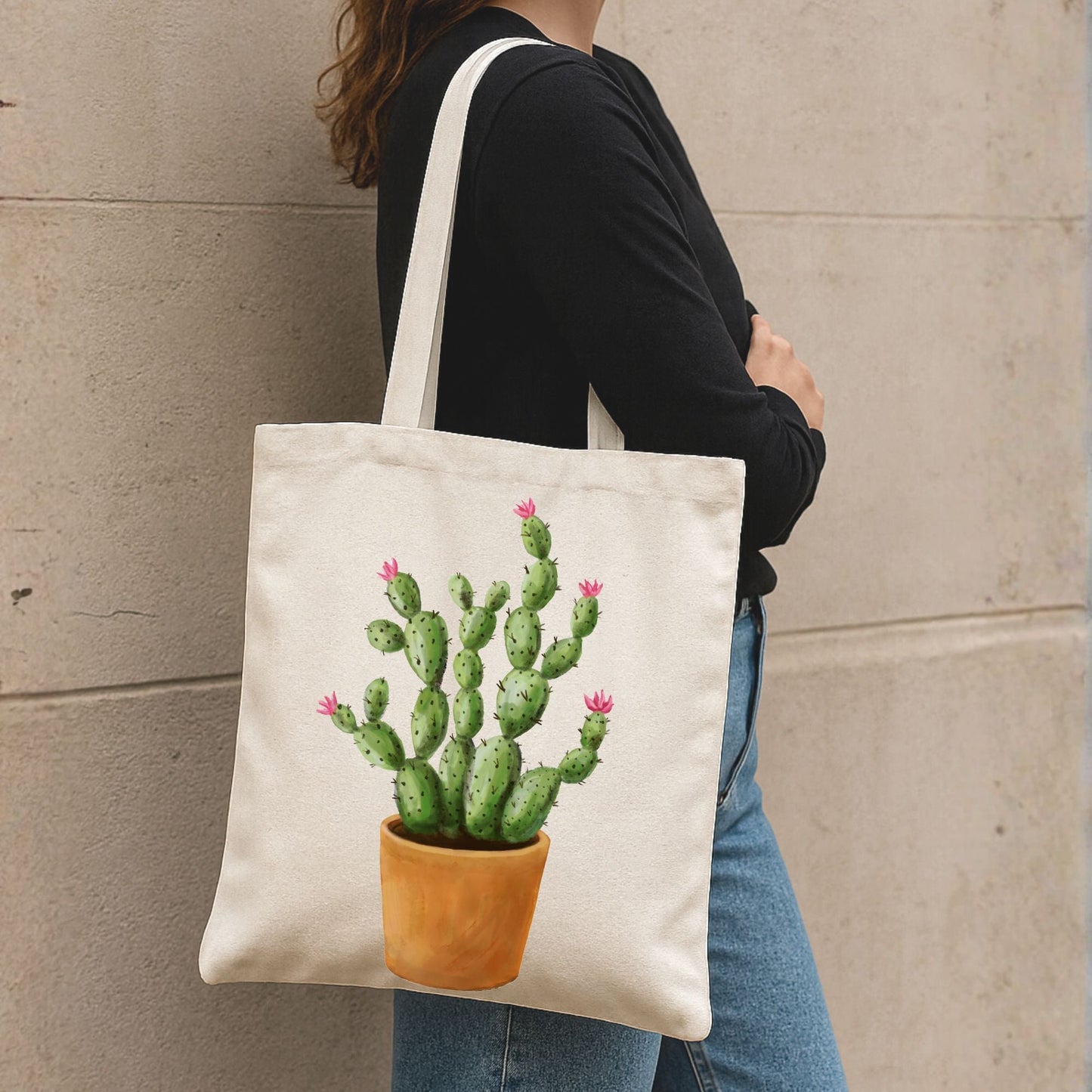 Cactus Canvas Tote Bag - MerikaArt