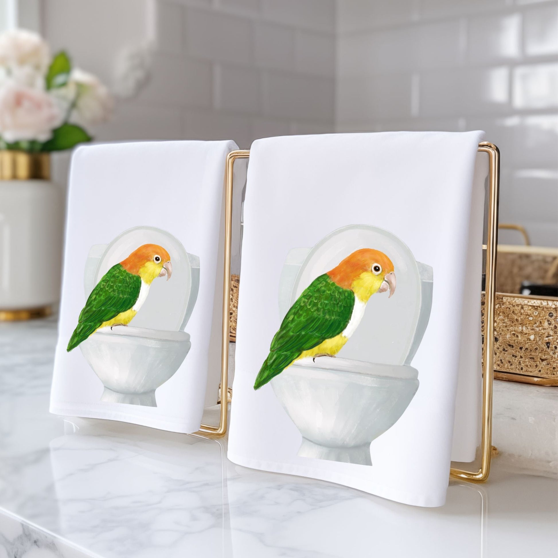 Caique Parrot Bathroom Towel - MerikaArt