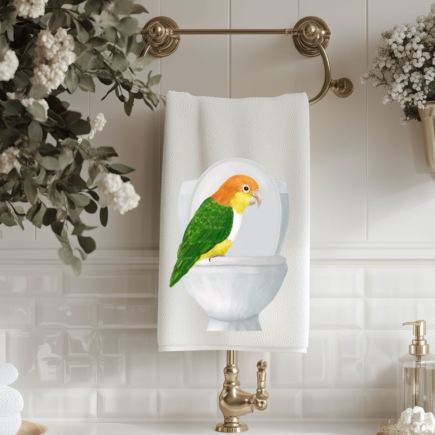 Caique Parrot Bathroom Towel - MerikaArt