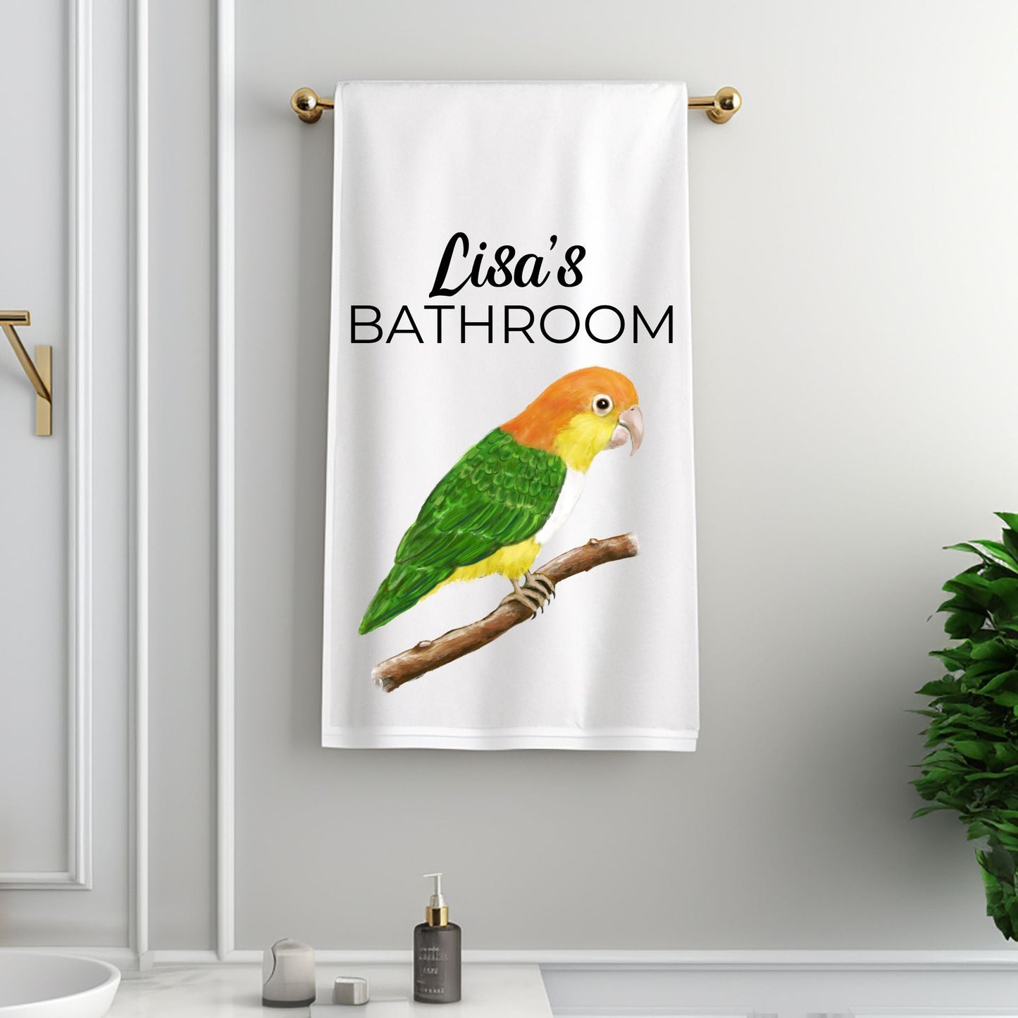 Caique Parrot Bathroom Towel - MerikaArt
