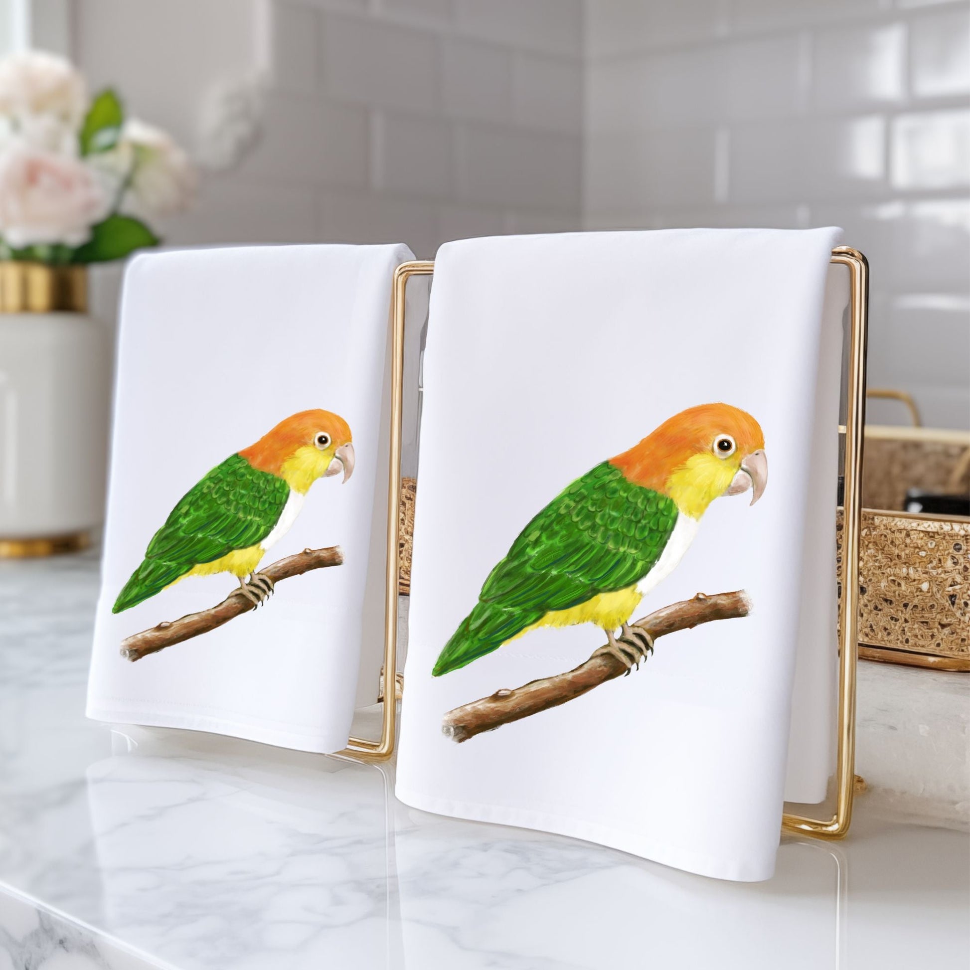 Caique Parrot Bathroom Towel - MerikaArt