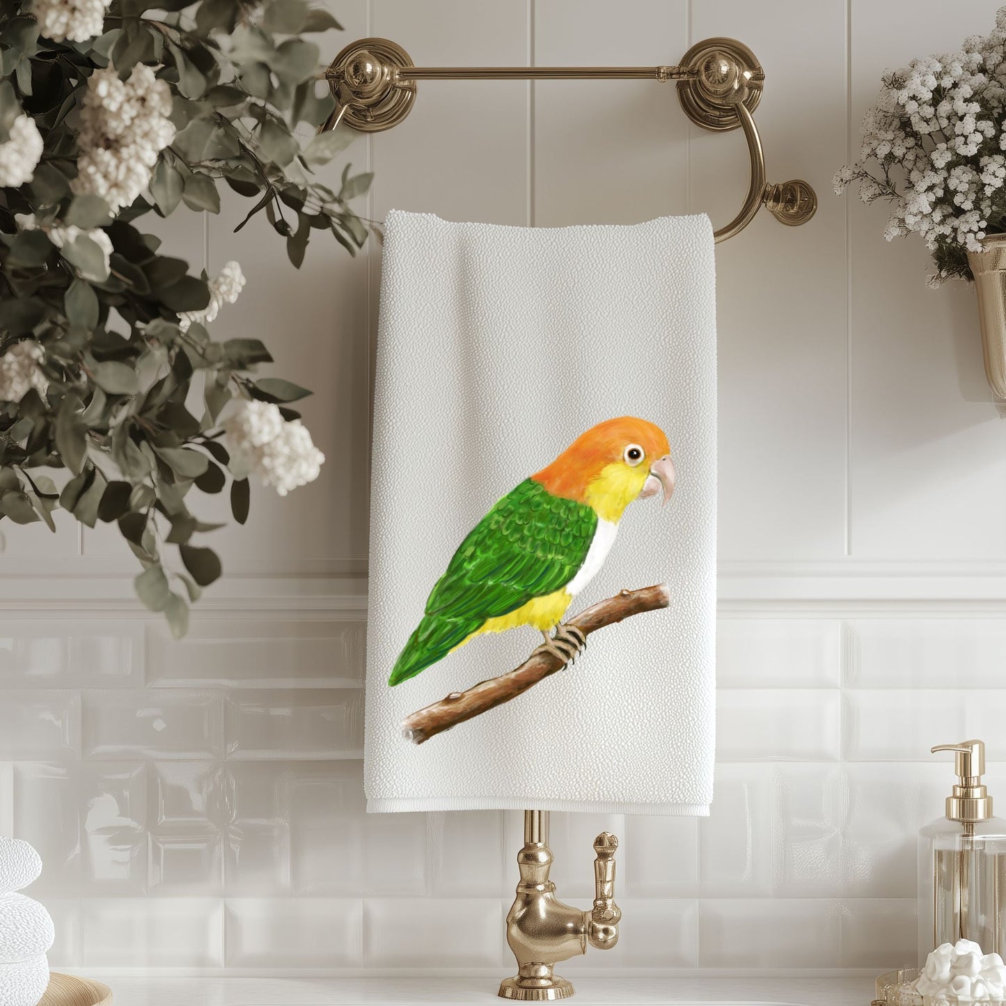 Caique Parrot Bathroom Towel - MerikaArt