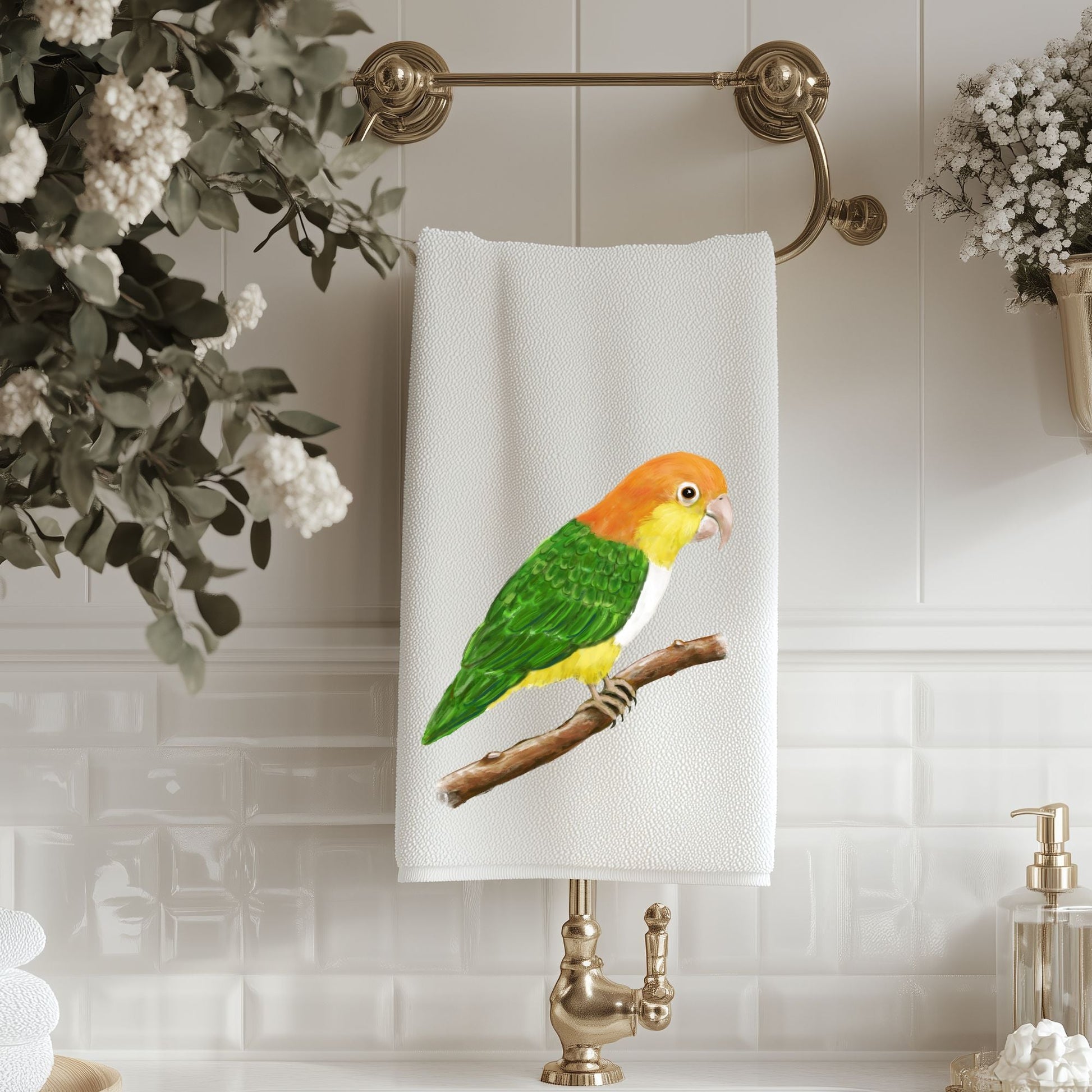 Caique Parrot Bathroom Towel - MerikaArt