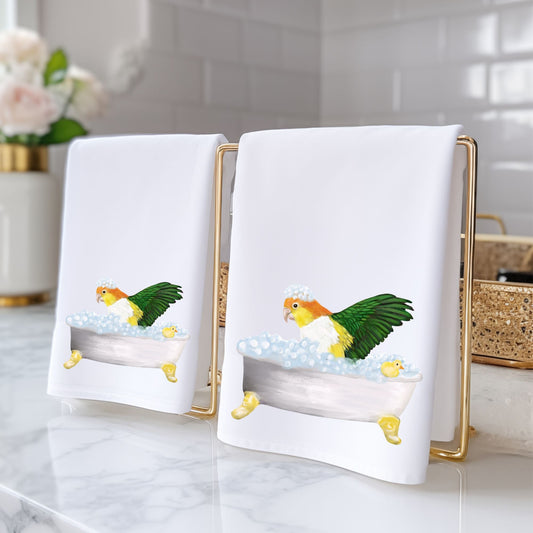 Caique Parrot Bubble Bath Bathroom Towel - MerikaArt