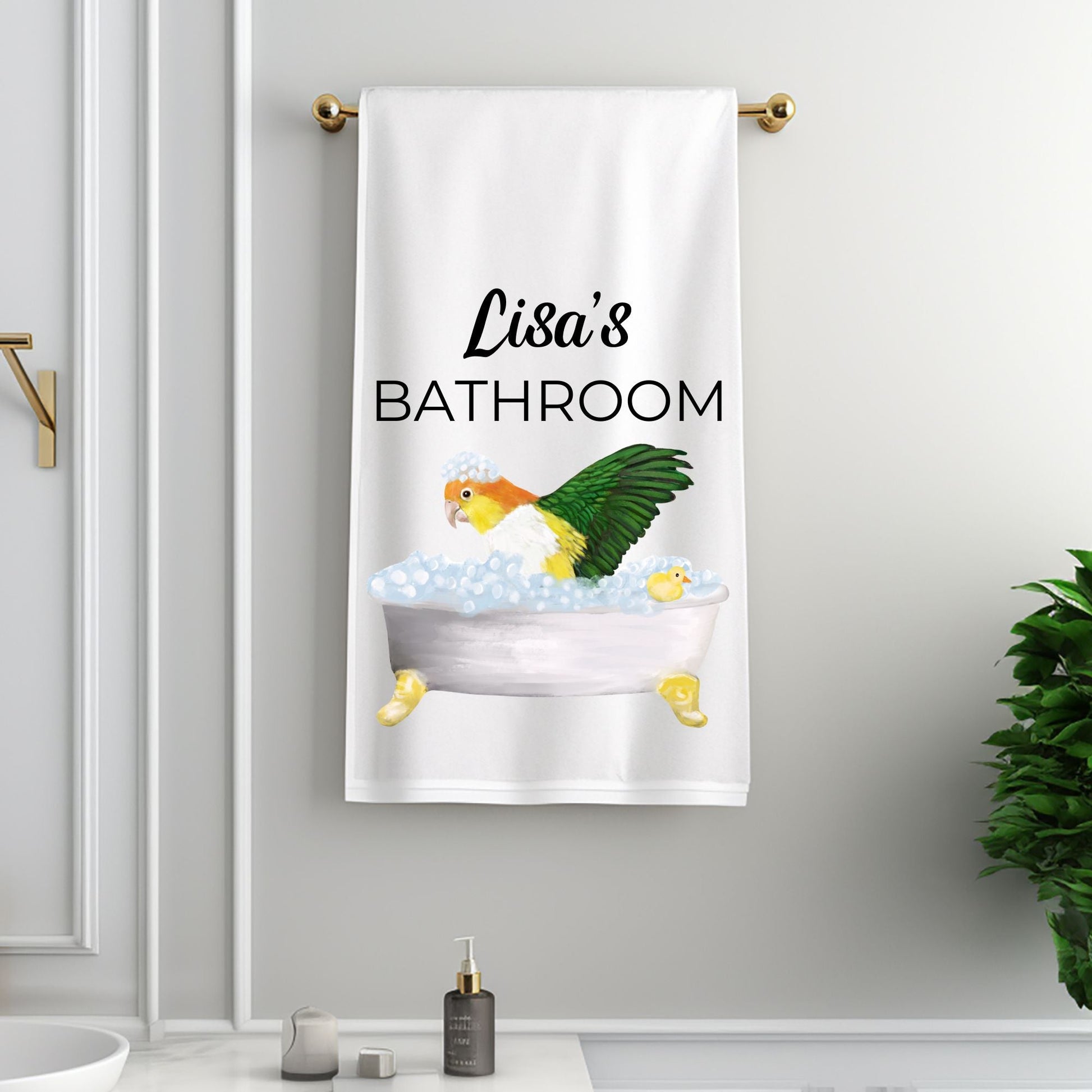 Caique Parrot Bubble Bath Bathroom Towel - MerikaArt