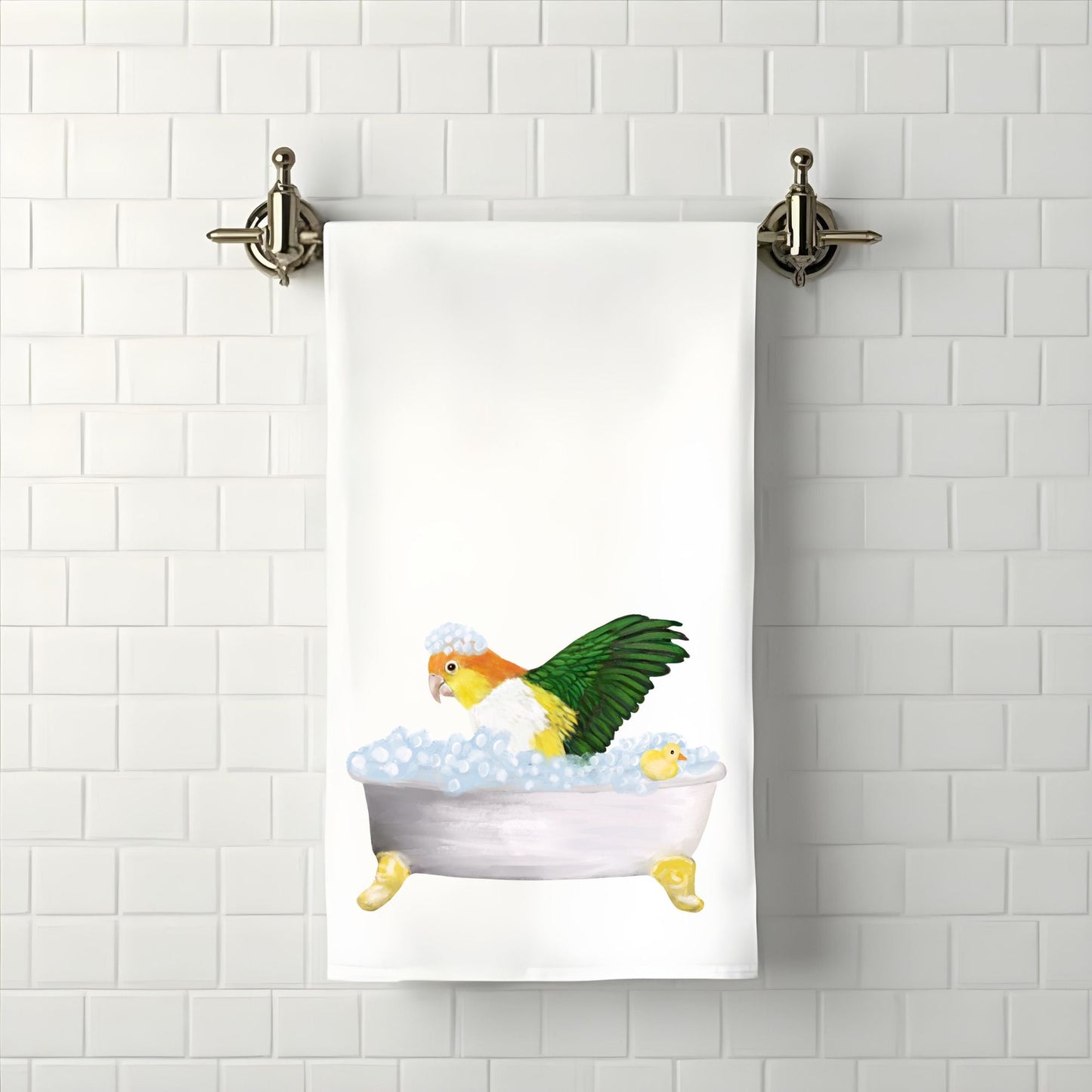 Caique Parrot Bubble Bath Bathroom Towel - MerikaArt