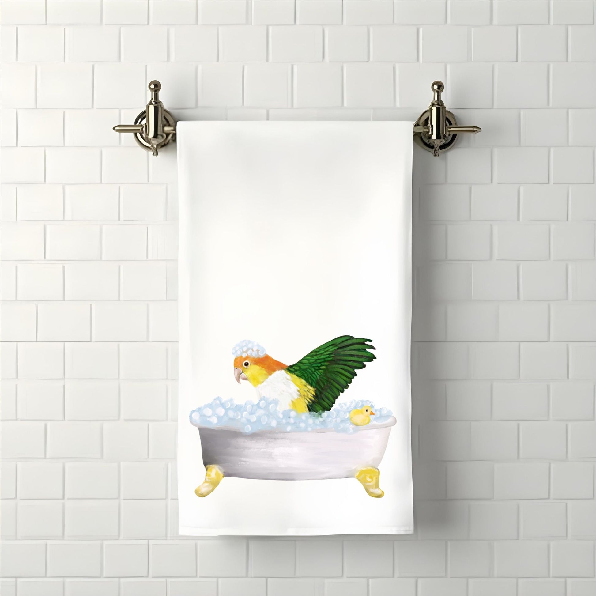 Caique Parrot Bubble Bath Bathroom Towel - MerikaArt