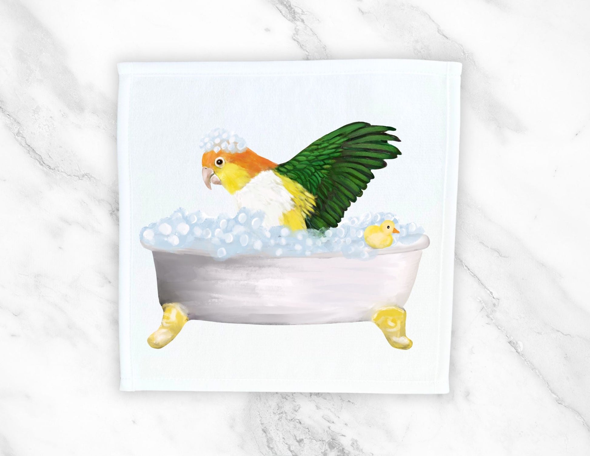 Caique Parrot Bubble Bath Washcloth - MerikaArt