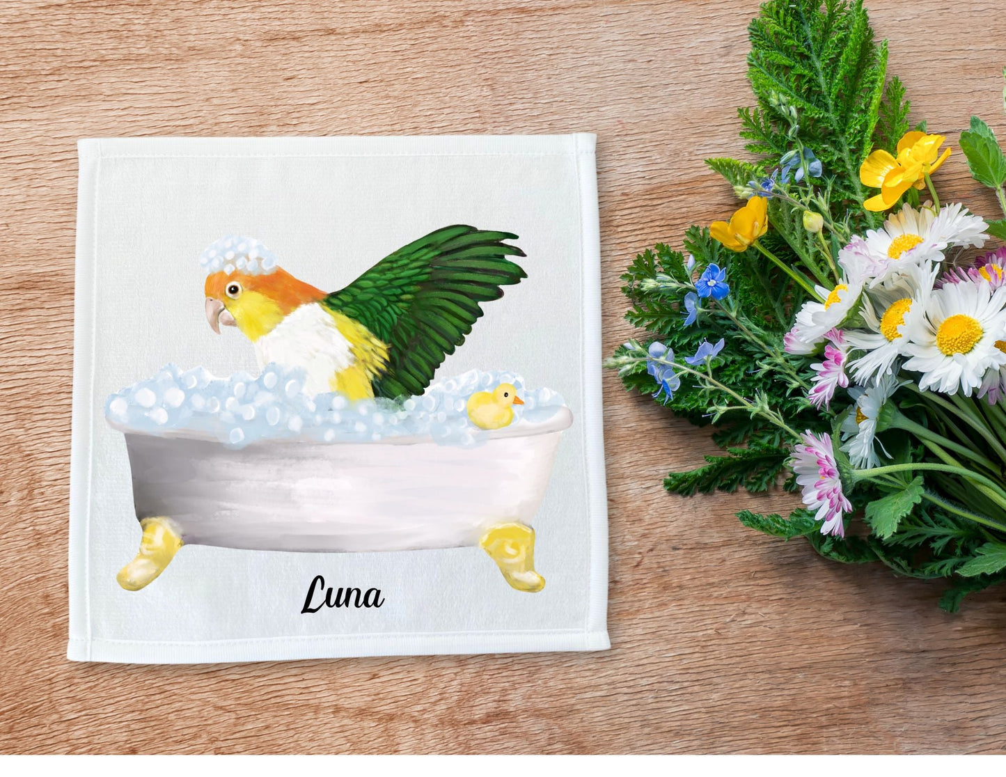 Caique Parrot Bubble Bath Washcloth - MerikaArt