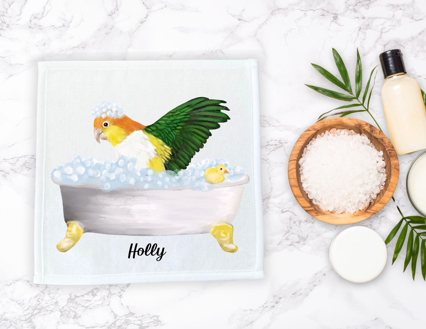 Caique Parrot Bubble Bath Washcloth - MerikaArt