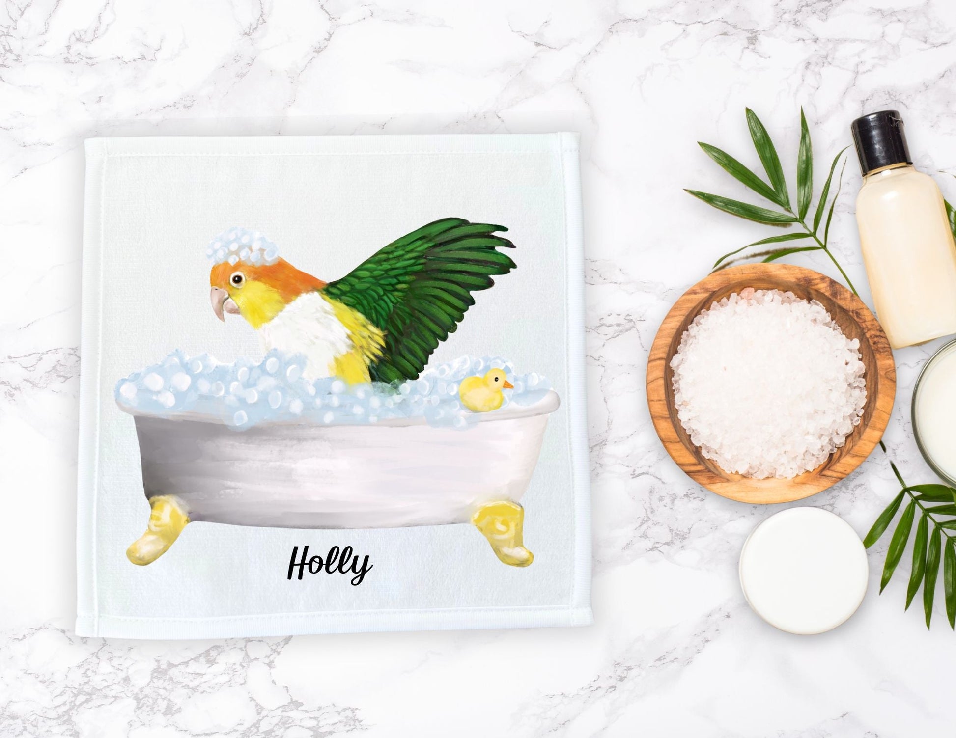 Caique Parrot Bubble Bath Washcloth - MerikaArt