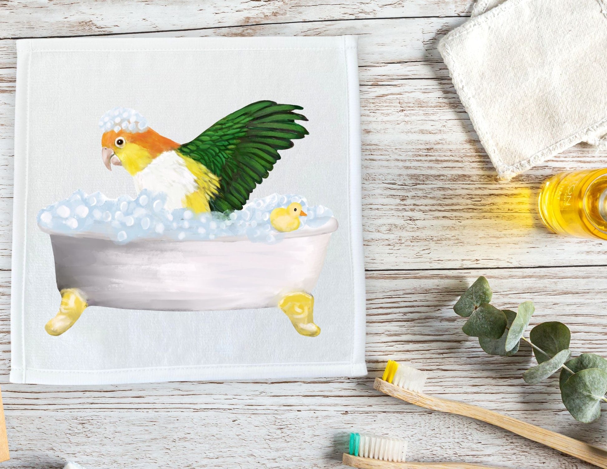 Caique Parrot Bubble Bath Washcloth - MerikaArt