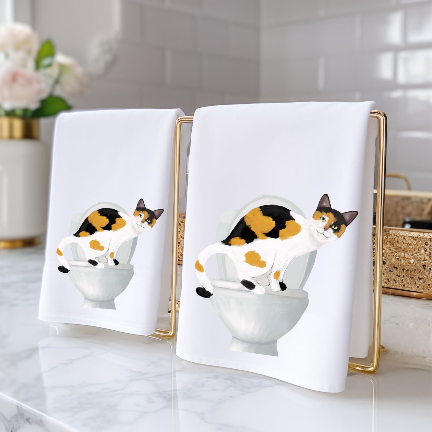 Calico Cat Bathroom Towel - MerikaArt