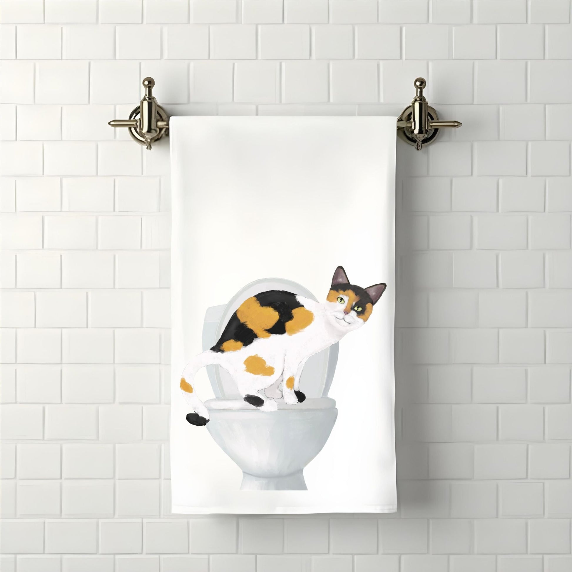 Calico Cat Bathroom Towel - MerikaArt
