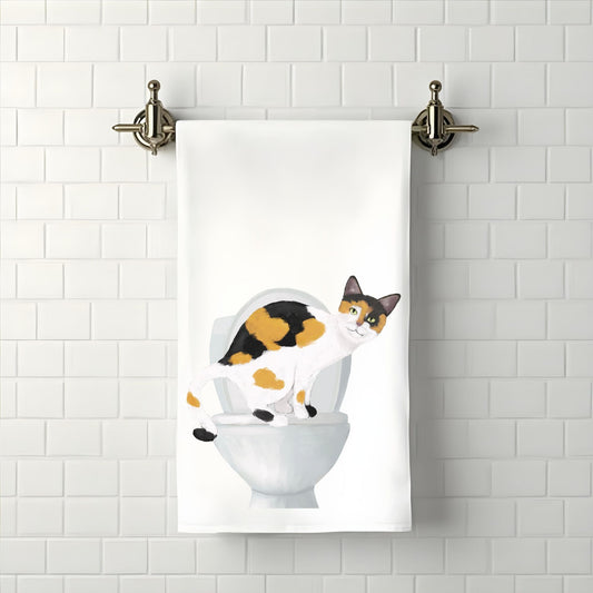 Calico Cat Bathroom Towel - MerikaArt