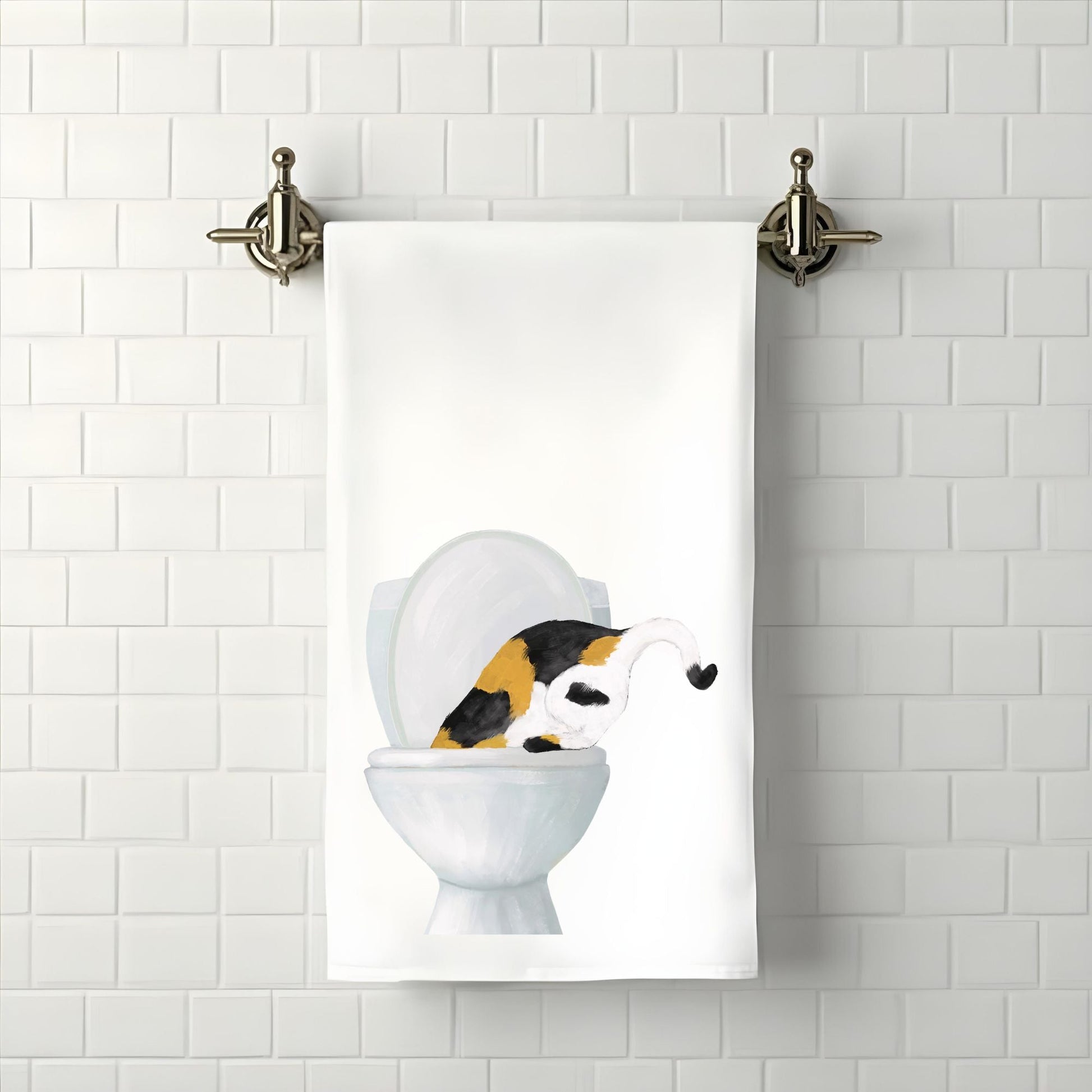Calico Cat Bathroom Towel - MerikaArt