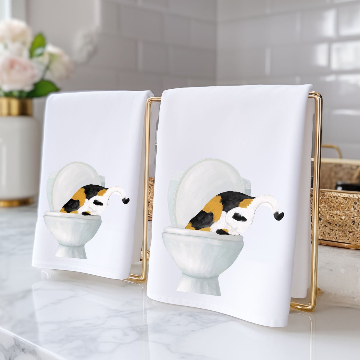 Calico Cat Bathroom Towel - MerikaArt