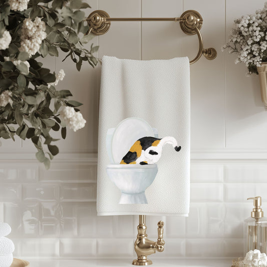 Calico Cat Bathroom Towel - MerikaArt