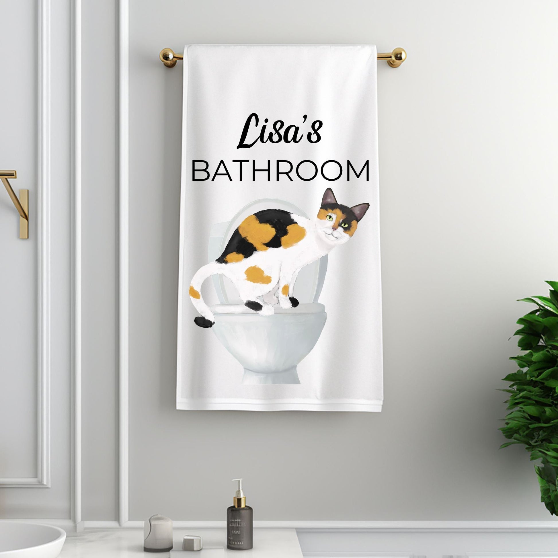 Calico Cat Bathroom Towel - MerikaArt