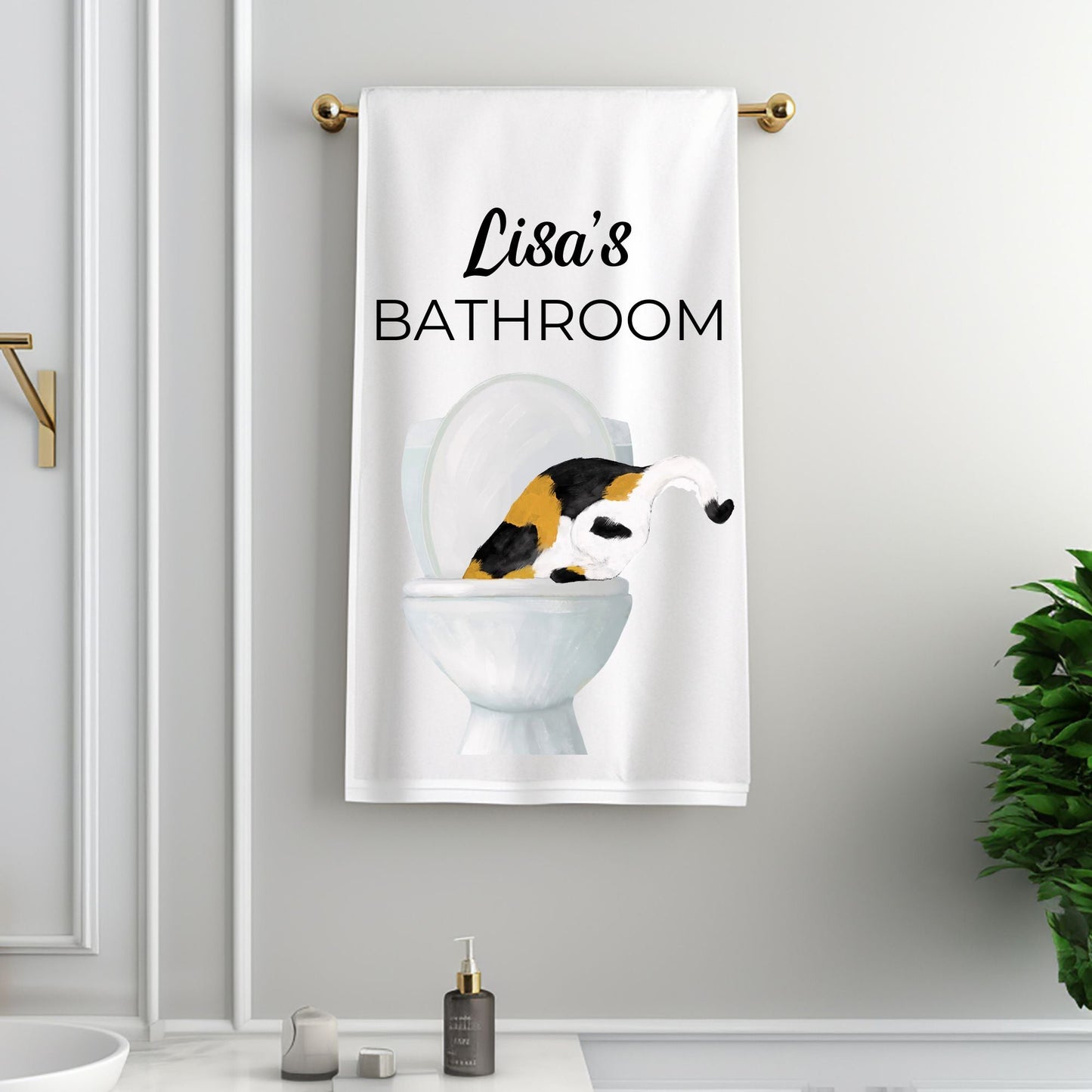 Calico Cat Bathroom Towel - MerikaArt