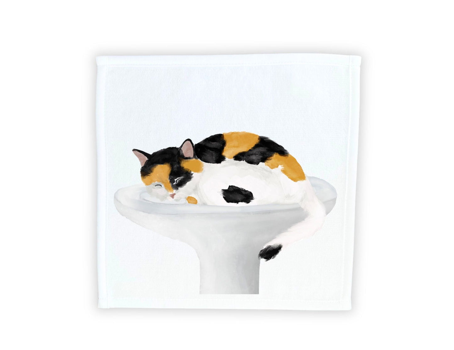 Calico Cat in Sink Washcloth - MerikaArt