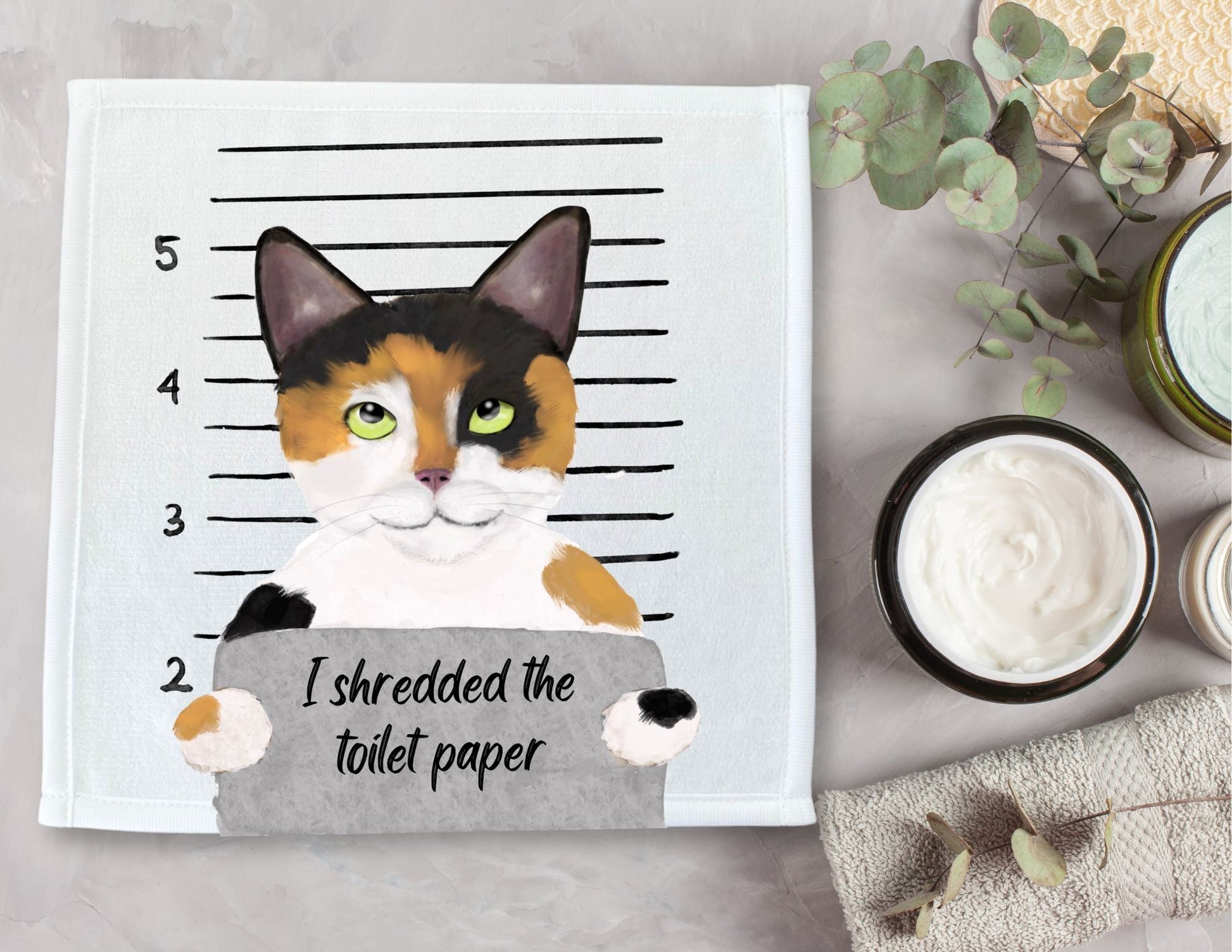 Calico Cat Washcloth - MerikaArt