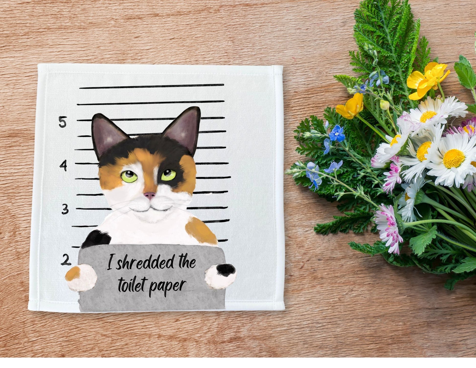 Calico Cat Washcloth - MerikaArt