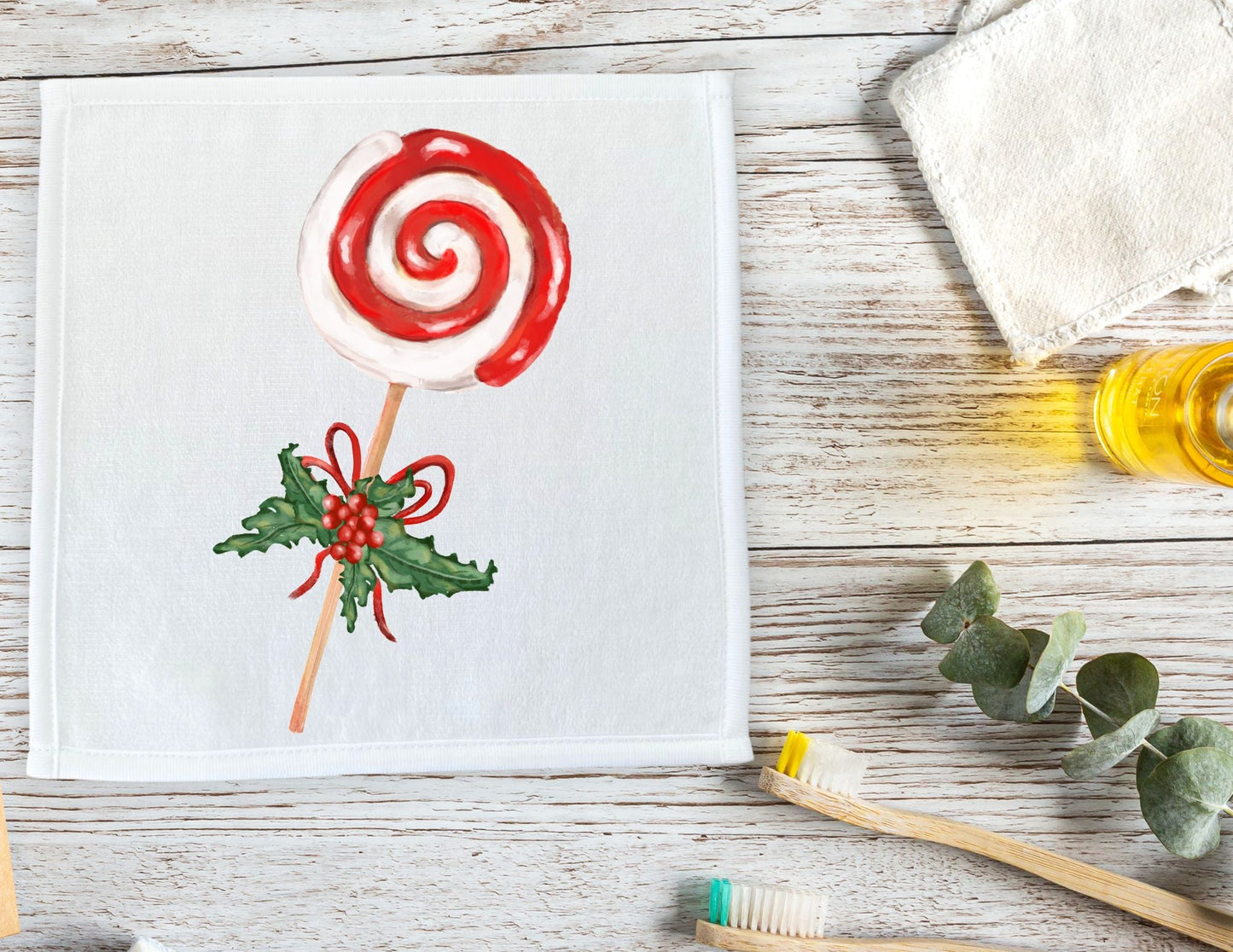 Candy Cane Lollipop Washcloth - MerikaArt